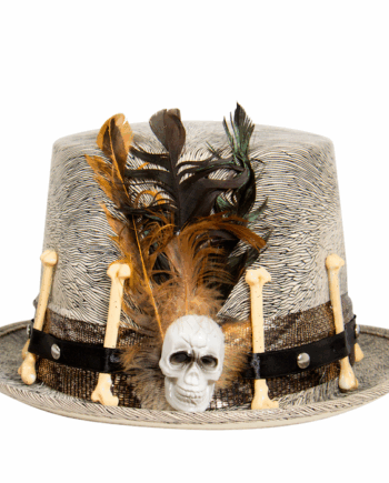 Voodoo Hekse Doktor Hat med Fjer og Knogler til Halloween