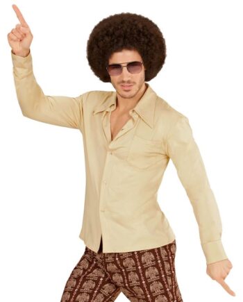 70'er Beige Langærmet Skjorte til Festlige Anledninger