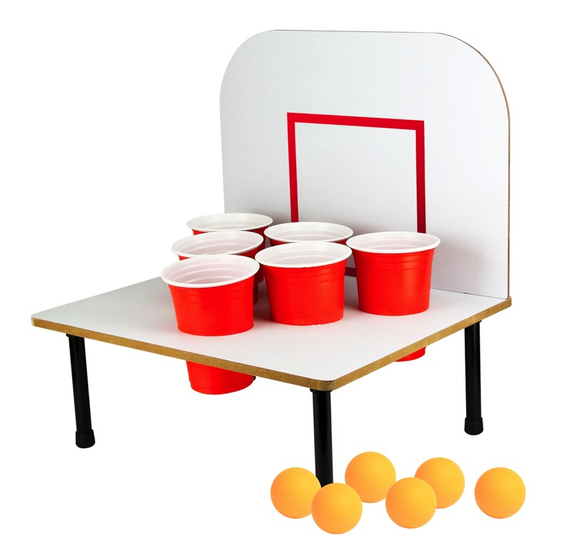 Mini Beer Pong Sæt med Røde Kopper til Festen