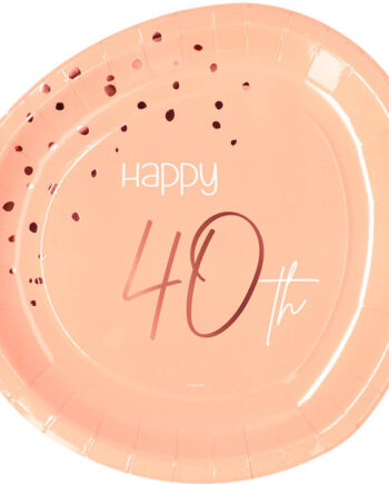 Rosa Paptallerkner til 40-års Fødselsdag – 8 stk. Fest!