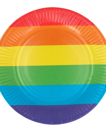 Regnbuefarvede Paptallerkner - 8 stk. til Festlige Lejligheder