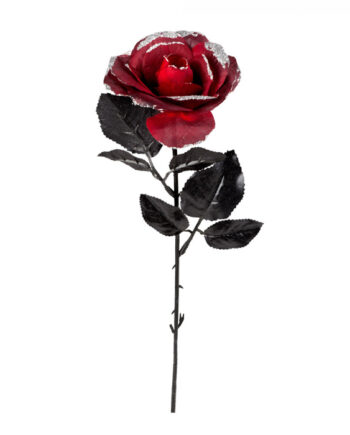 Mørkerød Rose med Sølv Glimmer – Elegant Festpynt Tilbud!