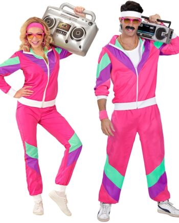Lyserød Retro Træningsdragt til Temafest – 2 Dele