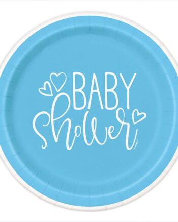 Babyshower Tallerkner til Dreng - 8 Blå Engangstallerkner