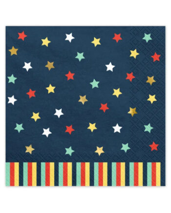 Navy Servietter med Stjerner - 12 stk. til Festen