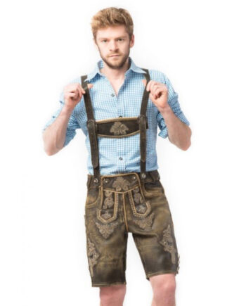 Retro Brun Tyroler Lederhosen til Festlige Anledninger