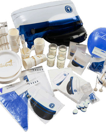 Blå Deluxe Pyntepakke til Festlig Studenterkørsel