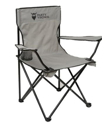 Grå Campingstol med Kopholder – Ideel til Udendørs Aktiviteter!