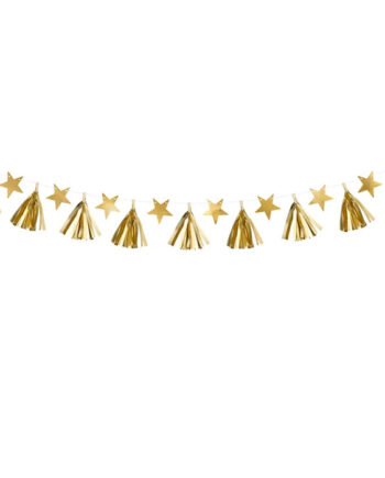 Guld Guirlande med Stjerner - Elegant Festdekoration Udsalg