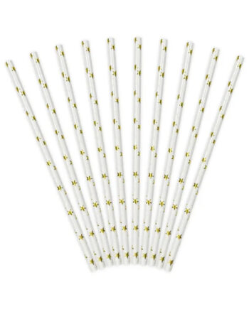 Guldstjerne Sugerør 10 stk – Miljøvenlige Festartikler!