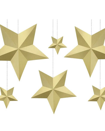 Guldstjerner Loftdekoration – 6 stk. til Festlige Begivenheder