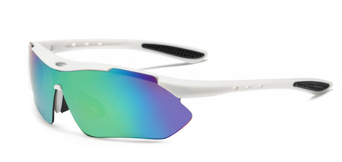 Moderne Løbebriller i Hvid med Blå Spejl - Udsalg!