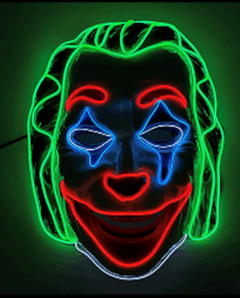 Skræmmende LED Klovne Maske med Grønt Hår til Fest