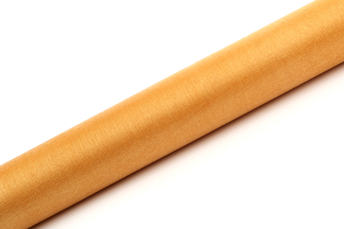 Elegant Guld Organza Bordløber – 9 Meter til Festlige Begivenheder
