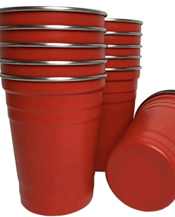 Røde Stål Beer Pong Kopper - 12 stk. til Festlige Stunder!