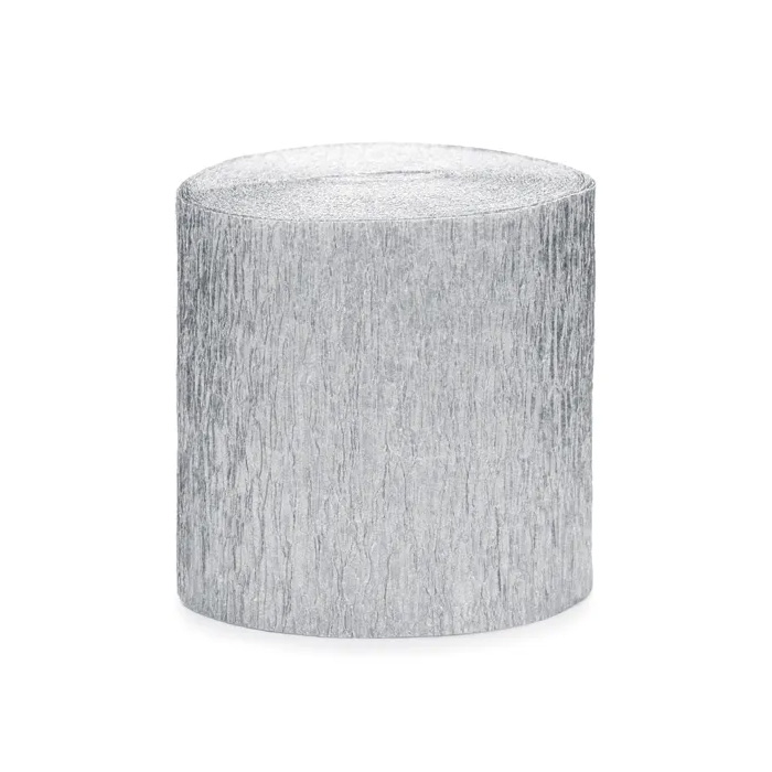 Sølv Crepe Streamers – 10 Meter Festpynt til Fejringer