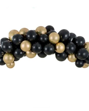 Elegant Guirlande med Sort og Guld Balloner – 2 m Festpynt
