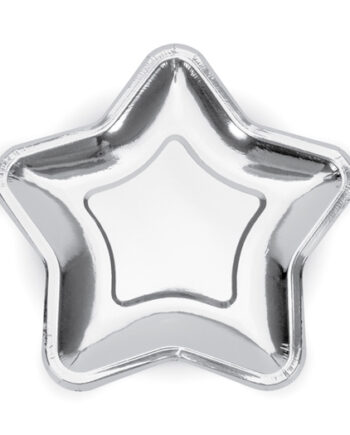 Elegant Sølv Stjerne Engangstallerkener til Festen