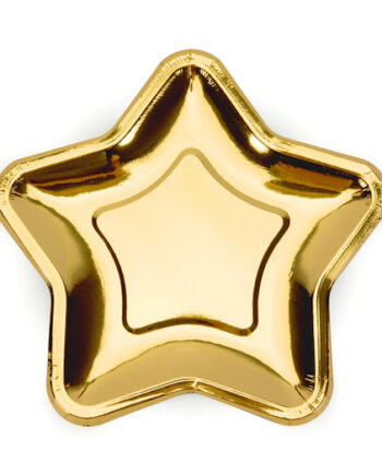 Guld Stjerne Paptallerkener – 6 stk til Festlige Begivenheder