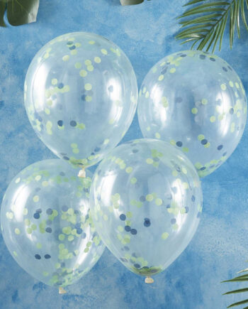 Blå og Grøn Konfetti Balloner – Festlig Dekoration!