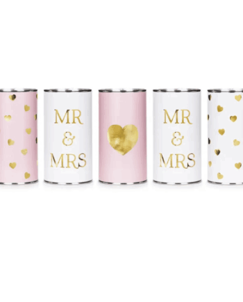 Retro Lyserøde Bryllupsdåser til Bilen – Skab Festlig Stemning!